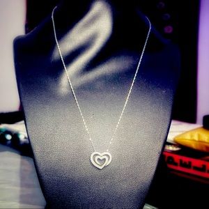 Shared Heart Diamond and White Gold Necklace